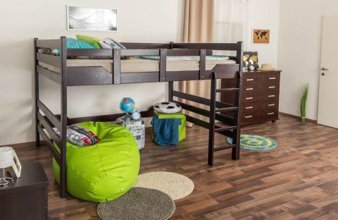 Youth / bunk bed ' Easy Premium Line ® ' K15/n, solid beech wood chocobrown, convertible - lying area: 160 x 200 cm