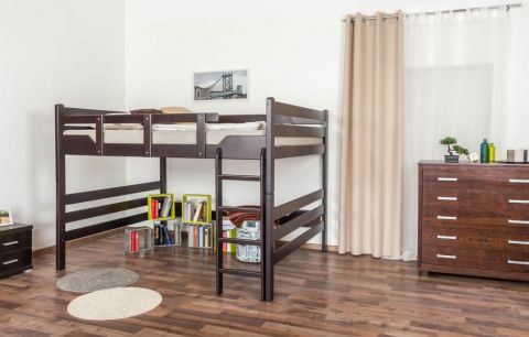 Adult bunk bed ' Easy Premium Line ® ' K15/n, solid beech wood chocobrown, convertible - lying area: 160 x 200 cm