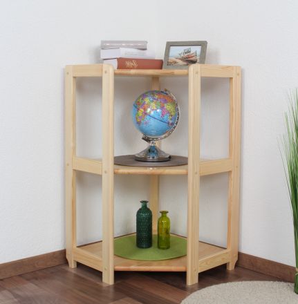 Low 86cm Corner Unit 006, solid pine wood, clearly varnished - H86 x W74 x D60 cm 