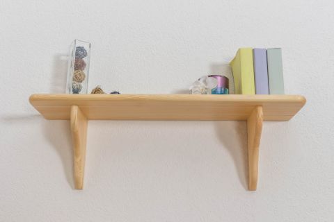 Wall shelf 006, solid pine wood, clear finish - H24 x W80 x D20 cm