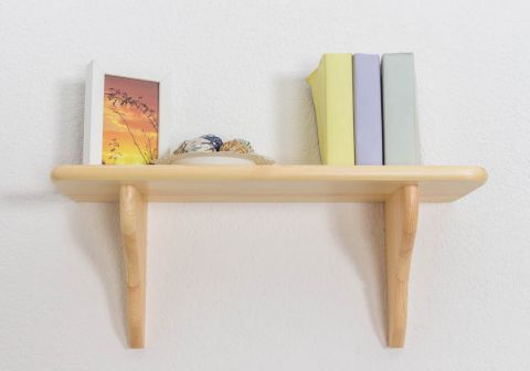 Wall shelf solid, natural pine wood 007 - Dimensions 24 x 60 x 20 cm (H x B x T)