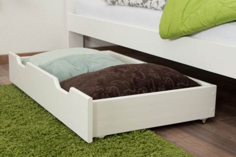 Drawer for bed- pine solid wood white lacquered001 - Dimension : 18,50 x 97,50 x 57 cm
