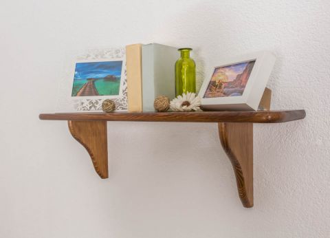 Wall shelf 006, solid pine wood, oak finish - H24 x W80 x D20 cm 