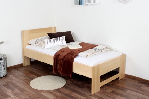 Single bed / Day bed solid, natural beech wood 111, including slatted frame - Measurements 90 x 200 cm