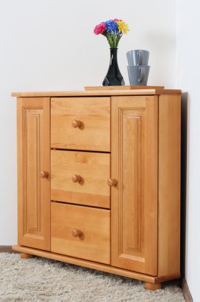 Chest of drawers solid pine wood, Alder colours Junco 177 - Measurements 77 x 90 x 59 cm