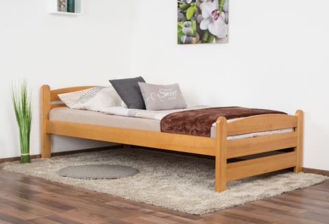Single bed/guest bed pine solid wood Alder color 84, incl. slat grate - 100 x 200 cm