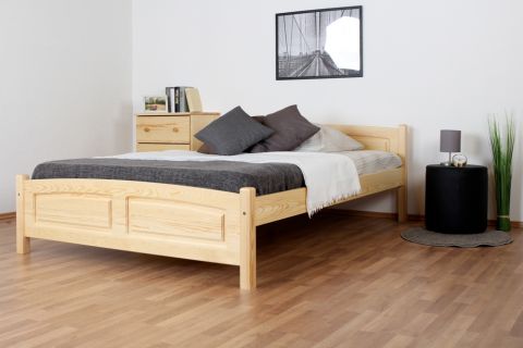Single bed / Guest bed 79A, solid pine wood, clearly varnished - size 140 x 200 cm
