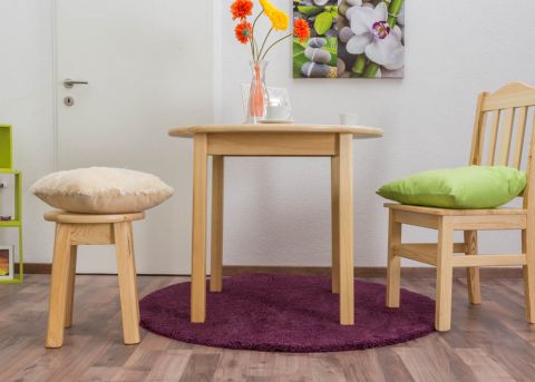 Side Table 003, pine wood, solid, clearly varnished - H75 cm - Ø90 cm 