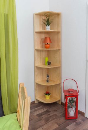 Tall 200 cm Corner Unit 002, solid pine wood, clearly varnished -  H200 x W40 x D20 cm 