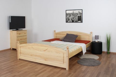 Double bed / Day bed solid, natural pine wood 81, includes slatted frame - Dimensions: 160 x 200 cm