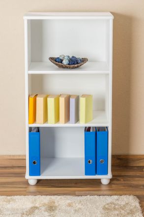 120cm Standard Bookcase Junco 52C, solid pine, white finish - H120 x W60 x D42 cm