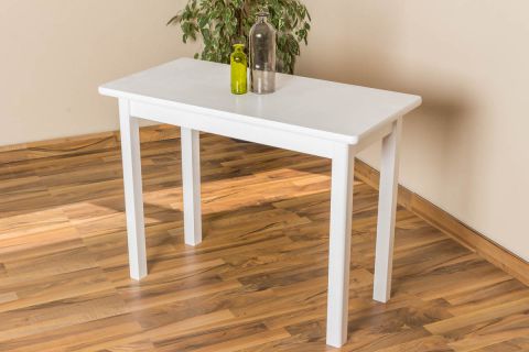 Side Table Junco 226C, solid pine wood, white finish - H75 x W50 x L100 cm