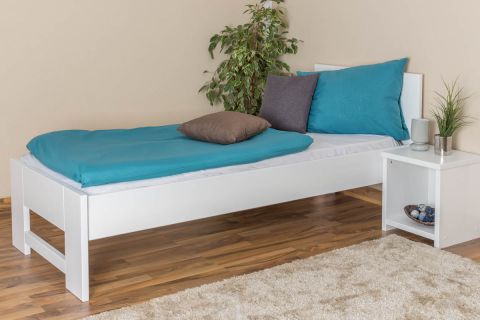Single bed 111, solid beech wood, white finish - 80 x 200 cm