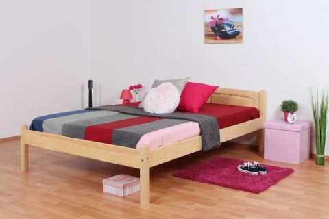 Children's bed / Youth bed 85A, solid pine wood, clear finish. incl. slatted bed frame - 140 x 200 cm