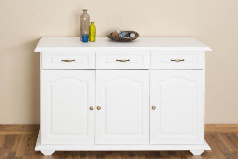 3 Drawer, 3 Door Sideboard Pipilo 14, solid pine wood, white varnished - H88 x W139 x D54 cm
