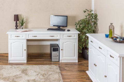 Desk Pine solid wood white Pipilo 19 - Dimensions: 80 x 182 x 54 cm