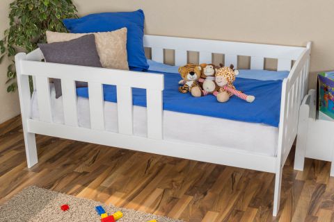 Children's bed / Juniorbed solid, natural pine wood 96, includes slatted frame - Dimensions: 90 x 160 cm