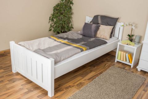 Single bed / Guest bed 66, solid pine wood, white painted, incl. slatted frame - 90 x 200 cm