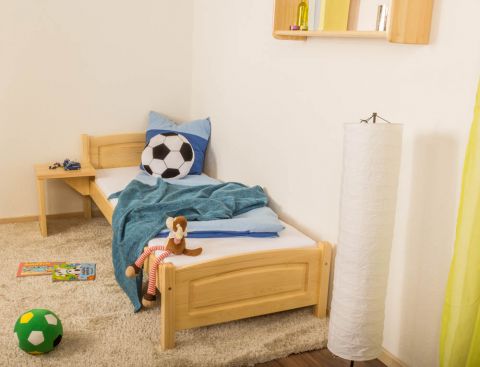 Children's bed / Youth bed 80A, solid pine wood, clearly varnished - size 80 x 200 cm