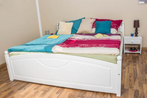 Youth bed 81, solid pine wood, white painted, incl. slatted bed frame - size 180 x 200 cm