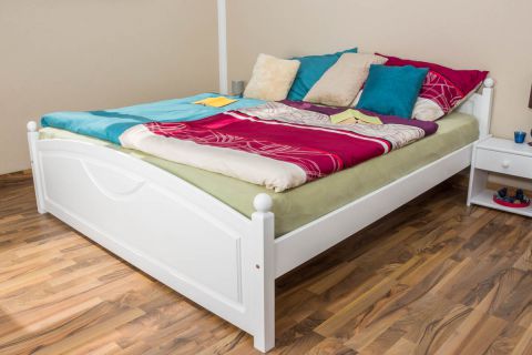 Double bed / Guest bed 81, solid pine wood 81, white painted, incl. slatted frame - 180 x 200 cm