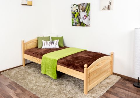 Single bed / Guest bed 82C, solid pine wood, clear finish - 100 x 200 cm