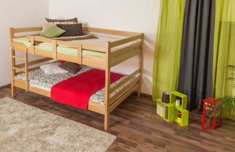 Adult bunk beds ' Easy Premium Line ' K16/n, head and foot part straight, solid beech wood natural - lying surface: 160 x 190 cm, divisible