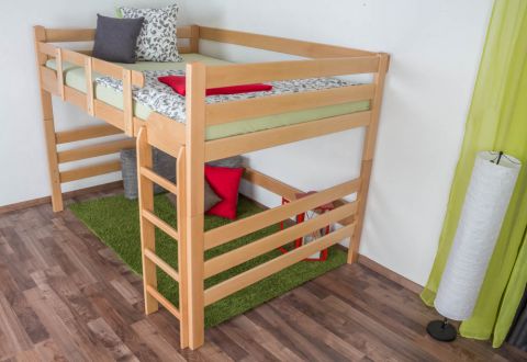 Bunk bed ' Easy Premium Line ® ' K15/n, solid beech wood natural, convertible - lying area: 140 x 190 cm