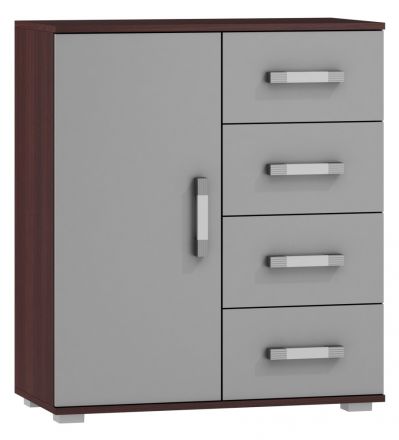 Chest of drawers Tabubil 04, Colour: Wenge / Grey - Measurements: 92 x 80 x 41 cm (H x W x D)