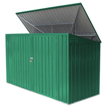 Dustbin box / Metal Tool Shed, Measurements: 235 x 100 x 131 cm (L x W x H), Colour: Green