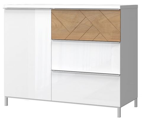 Chest of drawers Faleasiu 15, Colour: White / Wallnut - Measurements: 88 x 106 x 45 cm (H x W x D)
