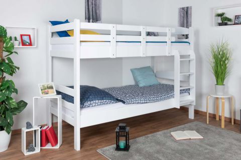 Bunk bed for adults "Easy Premium Line" K17/n, solid beech white, Lying surface: 90 x 190 cm (w x l), convertible