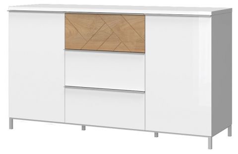 Chest of drawers Faleasiu 16, Colour: White / Wallnut - Measurements: 88 x 152 x 45 cm (H x W x D)