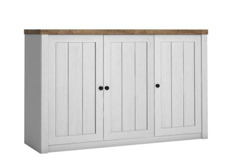 Dresser segnas 04, Farbe: pine white / oak brown - 88 x 130 x 43 cm (H x W x D)
