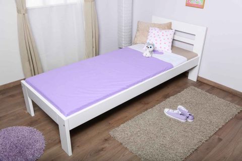 Children's bed / Kid bed solid pine wood, White 74, incl. slatted frame - Lying surface 80 x 200 cm