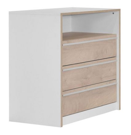 Chest of drawers Cerdanyola 09, Colour: Oak / White - Measurements: 91 x 100 x 50 cm (H x W x D)
