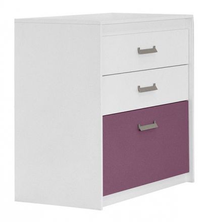 Children's room - Chest of drawers Koa 07, Colour: White / Purple - Measurements: 94 x 96 x 52 cm (H x W x D)