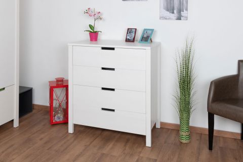 Dresser Milo 14, Colour: White, solid pine wood - Measurements: 95 x 90 x 47 cm (h x w x d)