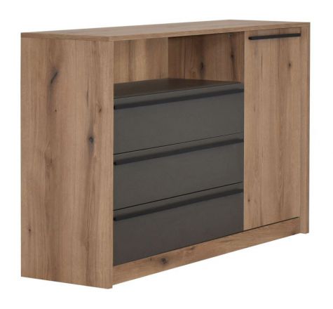Chest of drawers Cerdanyola 10, Colour: Oak / Grey - Measurements: 91 x 148 x 40 cm (H x W x D)