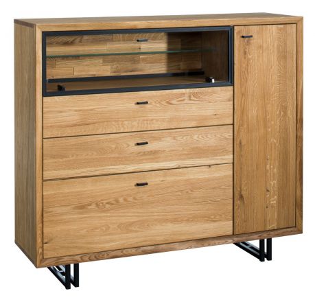 Chest of drawers Olinda 12, Colour: Natural, oak part solid - 118 x 134 x 39 (H x W x D)