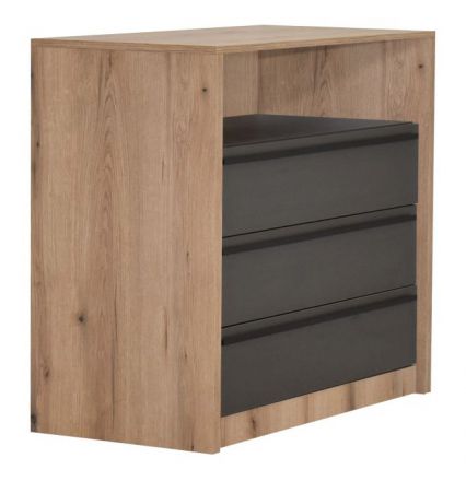 Chest of drawers Cerdanyola 09, Colour: Oak / Grey - Measurements: 91 x 100 x 50 cm (H x W x D)
