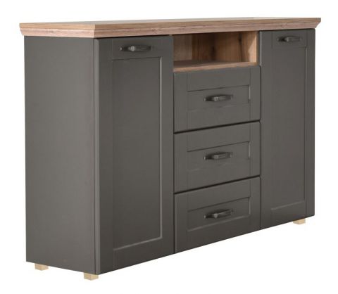 Chest of drawers Cuenca 03, Colour: Oak / Grey - Measurements: 99 x 155 x 39 cm (H x W x D)