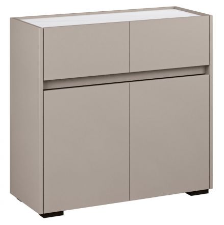 Chest of drawers Geltru 02, Colour: White Marble / Grey Light - Measurements: 89 x 95 x 39 cm (H x W x D)