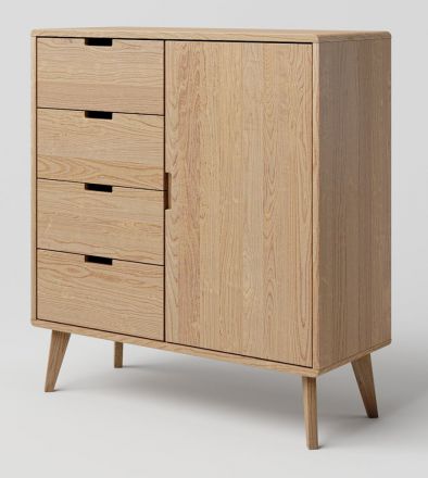 Chest of drawers solid Oak Natural Aurornis 38 - Measurements: 104 x 96 x 40 cm (H x W x D)