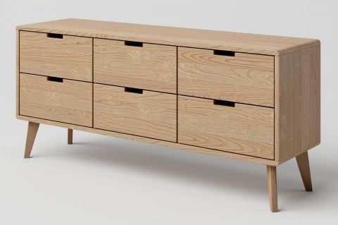 Chest of drawers solid Oak Natural Aurornis 39 - Measurements: 64 x 142 x 40 cm (H x W x D)