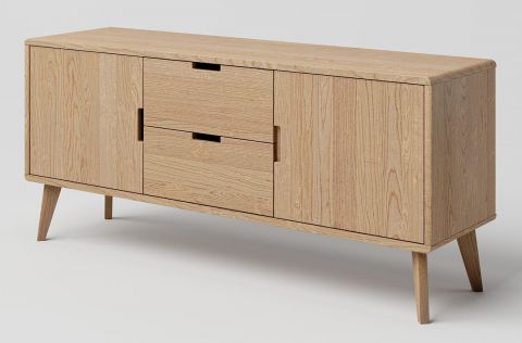 Chest of drawers solid Oak Natural Aurornis 44 - Measurements: 64 x 142 x 40 cm (H x W x D)