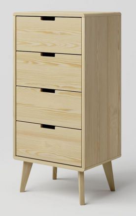 Chest of drawers solid pine wood natural Aurornis 29 - Measurements: 104 x 50 x 40 cm (H x W x D)