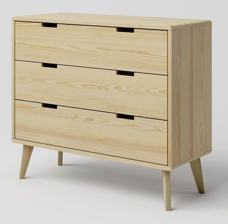 Chest of drawers solid pine wood natural Aurornis 32 - Measurements: 84 x 96 x 40 cm (H x W x D)