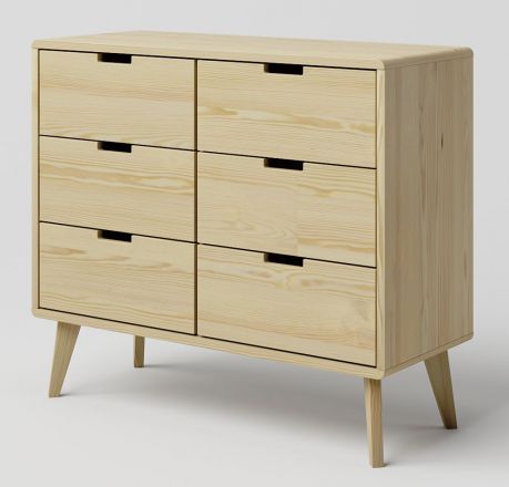 Dresser solid pine wood natural Aurornis 35 - Measurements: 84 x 96 x 40 cm (H x W x D)