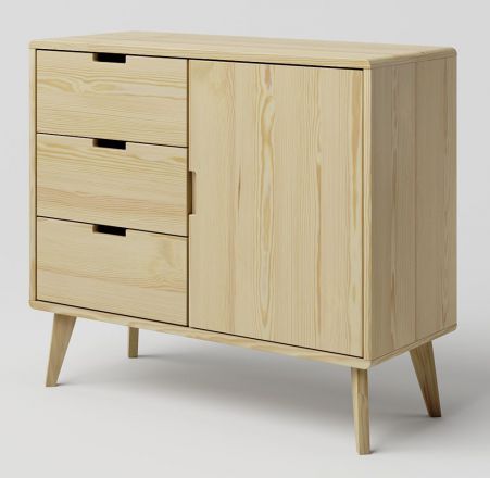 Chest of drawers solid pine wood natural Aurornis 37 - Measurements: 84 x 96 x 40 cm (H x W x D)